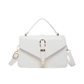 Sac à main blanc motif crocodile élégant avec boucle dorée et bandoulière réglable - Blanc