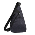 Minimalist marble pattern nylon chest bag with adjustable strap and diagonal zipper - Dark Blue