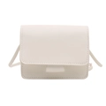 Piccola borsa quadrata bianca da ragazza con tracolla a catena e similpelle liscia - Bianco