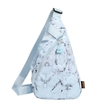 Hellblaue Brusttasche aus Nylon mit Marmormuster und verstellbarem Riemen für Damen - Blau