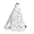 Damen-Brusttasche mit stilvollem weißem Marmormuster aus robustem Nylongewebe - Weiß