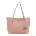 Roze imitatielederen draagtas met monogramprint en gouden M-hanger voor dames - Roze