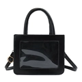 Sac ita noir minimaliste avec fenêtre transparente et bandoulière réglable pour femmes - Noir