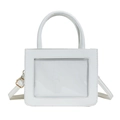 Modische weiße PU-Leder Handtasche mit Klarsichtfenster und verstellbarem Schultergurt - Weiß