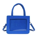 Blaue Mini-Quadrat-Tasche mit transparentem PVC-Fenster und verstellbarem Riemen - Blau