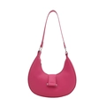 Minimalist rose pink hobo shoulder bag with moon shape and metal buckle closure - Rose Pink