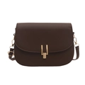 Borsa a tracolla marrone scuro minimalista con elegante chiusura in metallo dorato - Marrone