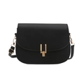 Borsa a tracolla nera minimalista con fibbia a U dorata e tracolla regolabile - Nero