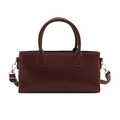 Minimalist dark brown rectangular handbag with cylinder handle and adjustable strap - Dark Brown