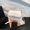 White quilted crossbody bag with diamond stitching and golden clasp for women - White