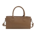 Retro brown large capacity PU leather handbag with Fashion lettering and adjustable strap - Khaki