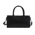 Minimalist black square crossbody bag with top handles and adjustable shoulder strap - Black