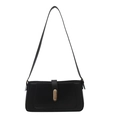Borsa a tracolla nera minimalista con fibbia ovale dorata e design rettangolare - Nero