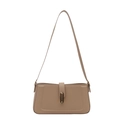 Borsa a tracolla minimalista in ecopelle crema con chiusura a scatto in metallo dorato - Cachi