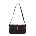 Sac à bandoulière marron chocolat au design épuré avec fermoir doré rectangulaire - Marron