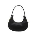 Minimalist black crescent moon handbag with gold hardware and elegant smooth finish - Black