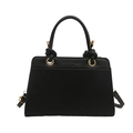 Grand sac à bandoulière noir mat avec détails de nœuds et inscription mode en relief - Noir