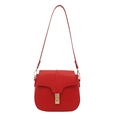 Bolso de hombro tipo montura rojo vibrante para mujer con hebilla metálica dorada de moda - Rojo