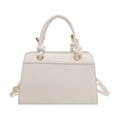 Sac à main chic en cuir PU beige avec poignées nouées et détails dorés pour femme - Blanc