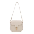 Elegante bolso de silla blanco crema con cierre giratorio dorado y cuero refinado - Blanco