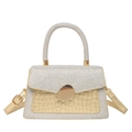 Elegante silberne Glitzertasche mit goldener Krokoprägung und Kieselmetall-Verschluss - Gold
