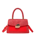Red crossbody bag with sequin fabric and crocodile pattern leather in a variant style - Red