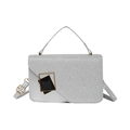 Borsa a mano argento con patchwork di paillettes e fibbia quadrata elegante - Argento