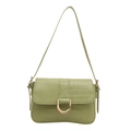 Elegant light green crocodile pattern crossbody bag with golden D-shaped buckle accent - Green