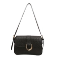 Borsa a tracolla nera intrecciata alla moda con fibbia a D dorata su fondo bianco - Nero