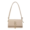 Minimalistische beige Umhängetasche mit Krokodilmuster, SS-Logo und Goldquaste - Khaki