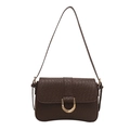 Sac bandoulière marron foncé en relief croco avec boucle D dorée pour femmes - Marron