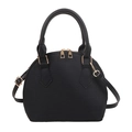 Elegant black crocodile embossed shell handbag with gold hardware and shoulder strap - Black
