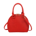 Elegant red stone pattern shell handbag with gold hardware and removable strap - Red