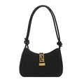 Sac sous le bras noir pour femme avec boucle dorée géométrique et détails de bandoulière - Noir