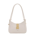 Sac hobo blanc minimaliste avec boucle dorée géométrique et double bandoulière nouée - Blanc