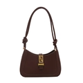 Sac bandoulière vintage marron foncé avec boucle dorée géométrique et détails noués - Marron