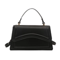 Elegante schwarze geprägte kleine Tasche mit luxuriöser Wellennaht und Goldbeschlägen - Schwarz