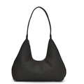 Minimalistische schwarze Halbmond-Umhängetasche mit Mesh-Textur für Damen im Hobo-Stil - Schwarz