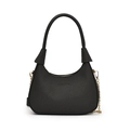 Retro schwarze gewebte hobo-tasche mit dickem griff und goldener kette - Schwarz