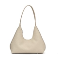 Schicke beige gewebte Hobo-Schultertasche mit minimalistischer Halbmondform und Boden - Beige