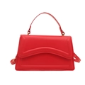 Minimalistische rote Handtasche mit Wellenmuster und abnehmbarem Schultergurt aus Leder - Rot