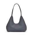 Dunkelgraue gewebte Hobo-Schultertasche im minimalistischen Design mit Tragegriff - Blau