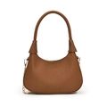 Schicke braun strukturierte Halbmond-Tasche mit Rundgriff und einer goldenen Kette - Braun