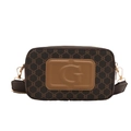 Borsa a tracolla retrò marrone con stampa monogramma classica e dettagli in metallo dorato - Marrone