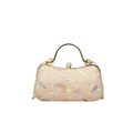 Glitzernde apricot Abendtasche mit Blumen-Pailletten und goldenem Metallgriff - Gold