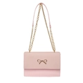 Chic pink PU leather chain crossbody bag with golden bow buckle and quilted texture - Pink