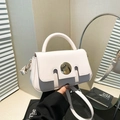 French style minimalist off-white handbag with gold buckle and adjustable strap - Off White