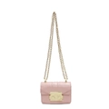 Chicke rosa Mini-Umhängetasche mit goldenem Schloss und dekorativen Nähten - Rosa