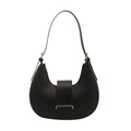 Classic black leather hobo shoulder bag with elegant gold hardware and magnetic closure - Black