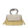 Sac bandoulière tendance à paillettes avec poignée métallique au style liquide - Or